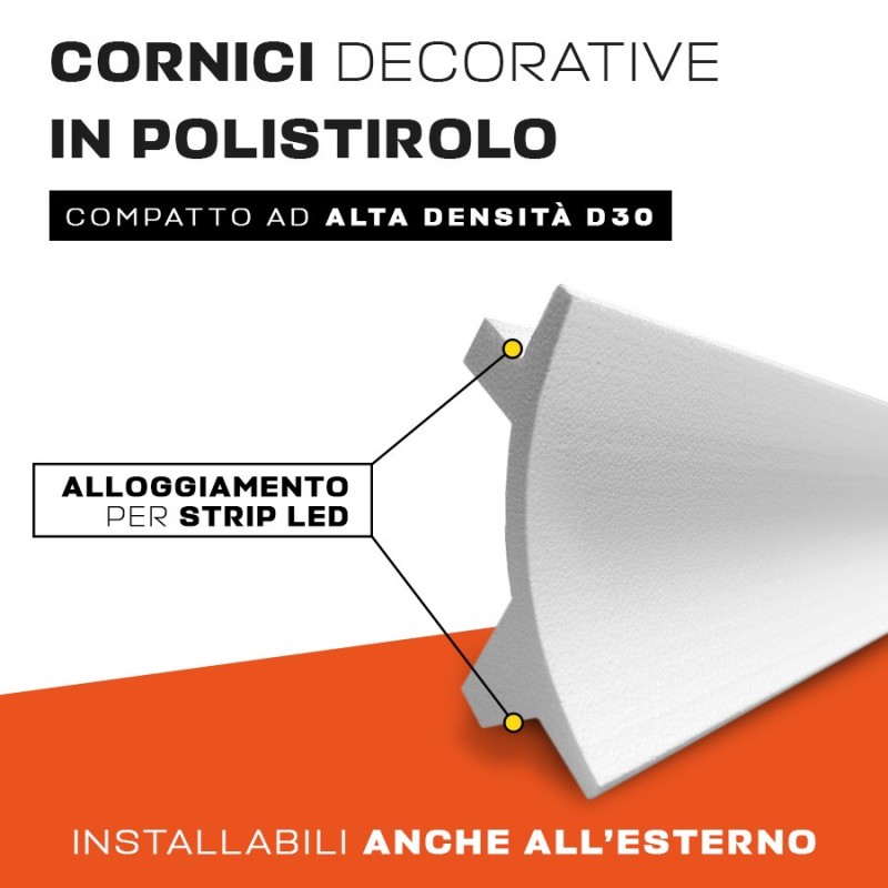 Cornice In Polistirolo Per Strip Led Luce Bidirezionale Up Down