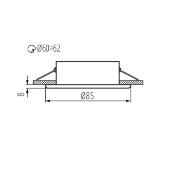 Ghiera Foro 60mm per Faretto Led GU10 o MR16 Idoneo per Box