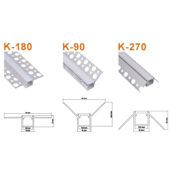 Aluminum Profile from 2 Meters Plasterboard - External Angle 270 ° - Profile