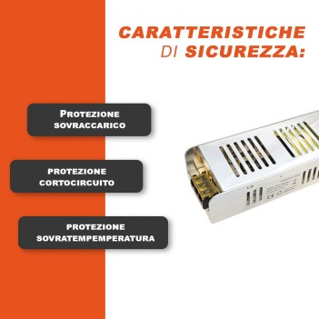 Alimentatore Metallico Slim 250W 24V per Strisce Led -