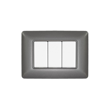 Placca 3 Moduli 3M grigio scuro compatibile BTICINO MATIX