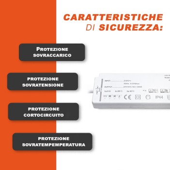 Alimentatore LED driver 100W 24V IP44 Impermeabile en