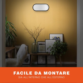 Plafoniera Led da soffitto Ovale Nera 15W 1080lm