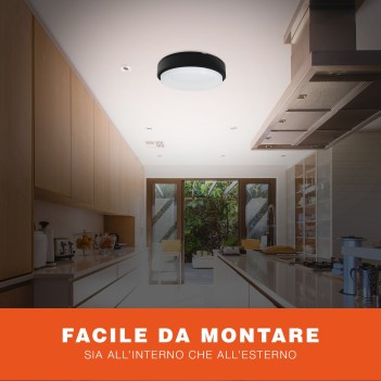 Plafoniera Led da soffitto Rotonda Nera 15W 1100lm