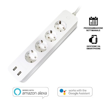 KiWi Multi-Presa Ciabatta Smart WiFi 16A 4x Schuko + 2x USB