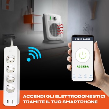 KiWi Multi-Presa Ciabatta Smart WiFi 16A 4x Schuko + 2x USB