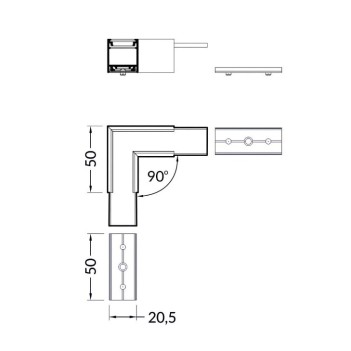 Connector for Linear Profile20 Black - 90 ° Side Angle Connection en