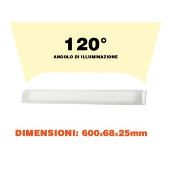 White Linear LED Ceiling Light 18W 1275LM IP20 60cm