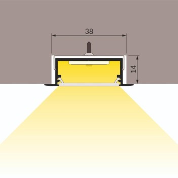 VARIO30-06 Recessed Aluminum Profile for Led Strip - Anodized 2mt - Complete