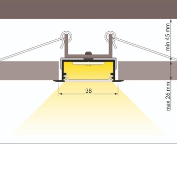 VARIO30-06 Recessed Aluminum Profile for Led Strip - Anodized 2mt - Complete