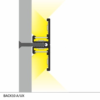 Profilo in Alluminio da Parete BACK10 per Strisce Led - Bianco 2mt - Kit