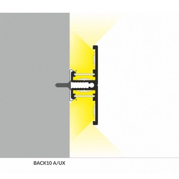 Profilo in Alluminio da Parete BACK10 per Strisce Led - Bianco 2mt - Kit