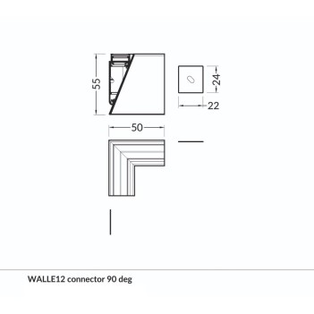 Angular connector for aluminum profile WALLE12 Anodized - Angle 90 degree Outside