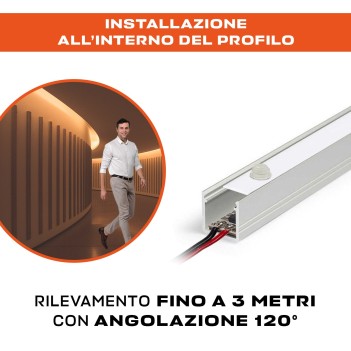 Interruttore con Sensore di MOVIMENTO PIR DC12-24V 3A per