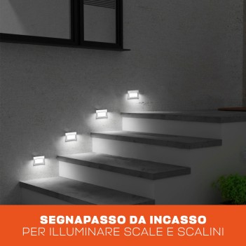 Segnapasso LED da incasso da Muro 3W 130lm 220V IP44 Colore