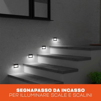 Segnapasso LED da incasso da Muro 3W 130lm 220V IP44 Colore