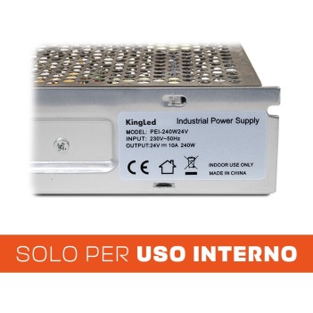 Alimentatore Traforato Metallico 240W 24V per Strisce Led -