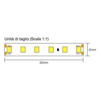 Striscia led H.C. CRI90 48W 4800lm 24V IP65 PCB 8.5mm