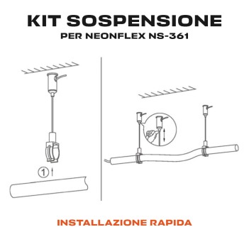 Kit Sospensione con cavo in acciaio 1200mm per Tubo Neon Led Serie NS361