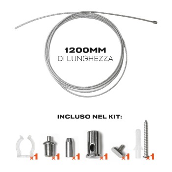 Kit Sospensione con cavo in acciaio 1200mm per Tubo Neon Led Serie NS361