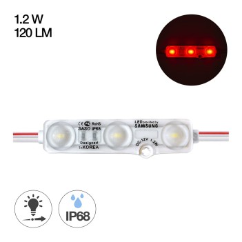 Modulo Led per insegne Luce Rossa da 1.2W 12V con 3 LED