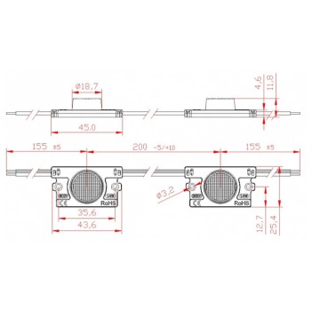 Led module for signs 1 LED 2.8W Sidelight IP65 15x60D EPISTAR COOL for