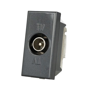Black Male Pass-Through TV Socket - Compatible with Bticino Axolute Series en