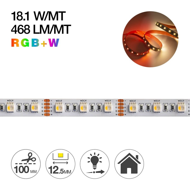 Led Strip 24V 96W RGBW 5mt 300 SMD 5050 Indoor IP20 en