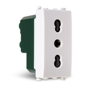 Bivalent Socket 16A 1 Module T2 White / Black / Silver Compatible Vimar Plana