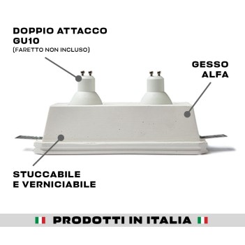 Doppio Portafaretto in Gesso da incasso a soffitto