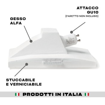 Portafaretto in Gesso da incasso a soffitto rettangolare