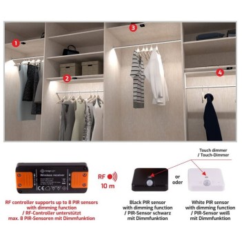 Kit Wireless PIR per armadi - DELI KIT Bianco en