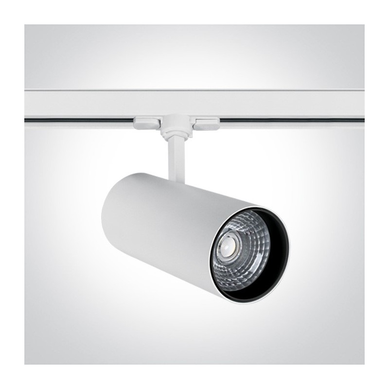 Faretto Led per Binario Trifase SERIE CYLINDER 30W 2700lm CRI90 38D Colore Bianco