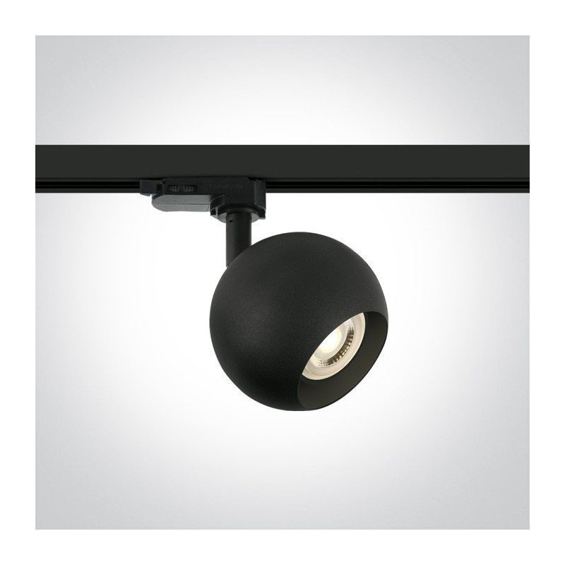 Faretto Led per Binario Trifase SERIE RETRO SFERA con Portalampada GU10 Colore Nero