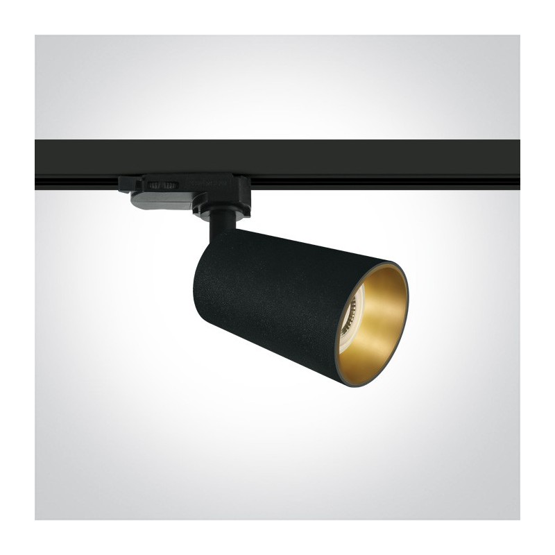 Led spotlight for three-phase track CONE SERIES with GU10 lamp holder in black