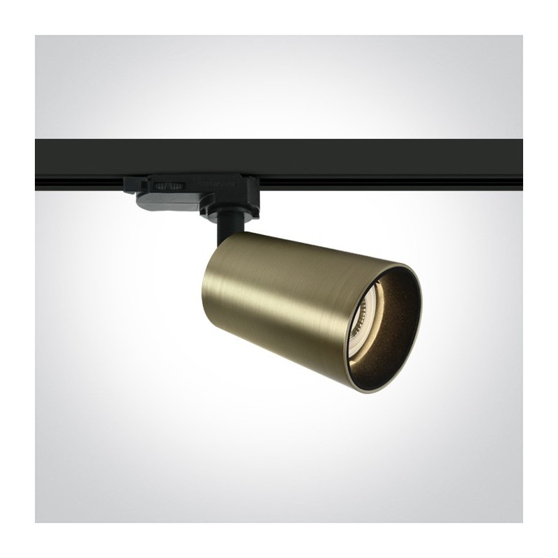 Led spotlight for three-phase track CONE SERIES with GU10 lamp holder, brass