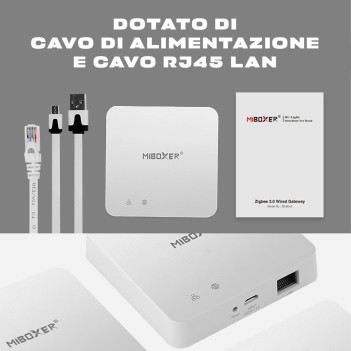 Miboxer Gateway ZB-BOX2 Smart ZigBee 3.0 con porta LAN e WiFi per Gestione da