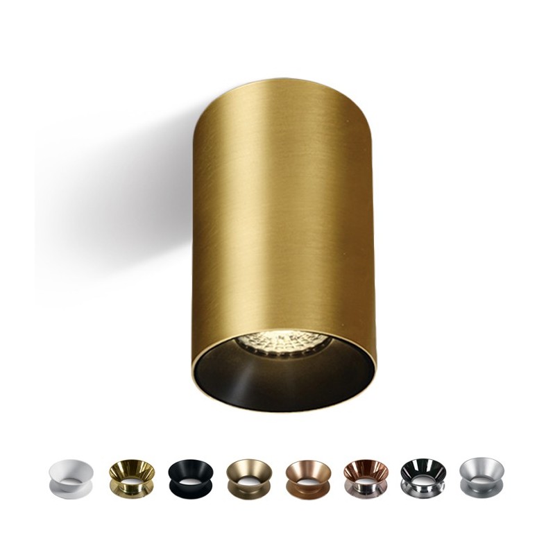 Faretto da Soffitto con Attacco GU10 Serie CHILL OUT CYLINDER 135mm D75mm Spotlight Colore Oro