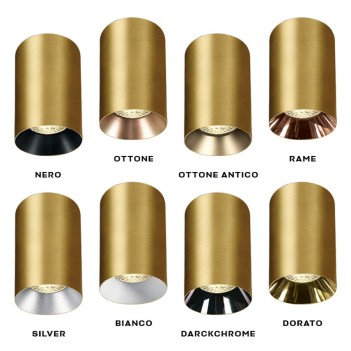 Faretto da Soffitto con Attacco GU10 Serie CHILL OUT CYLINDER 135mm D75mm Spotlight Colore Oro