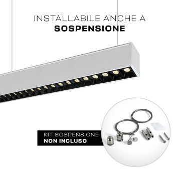 Plafoniera Led Lineare 40W 3800lm UGR17 CRI90 1300mm IP20 Colore Bianca Serie OFFICE