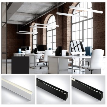 Plafoniera Led Lineare 40W 3800lm UGR17 CRI90 1300mm IP20 Colore Nera Serie OFFICE