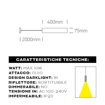 Faretto Spotlight con attacco GU10 Serie Pendant Cylinder