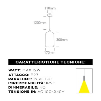 Lampada Led a Sospensione attacco E27 The Glass colore