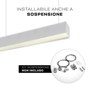 Plafoniera Led Lineare 50W 4250lm UGR19 CRI90 1500mm IP20 Colore Bianca Serie OFFICE