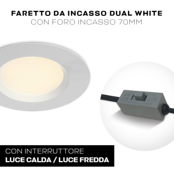 Downlight Plafoniera da Incasso 7W 525lm Dual White CCT IP44 UGR19 Foro 95mm Colore Bianco