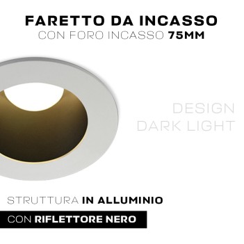 Faretto da incasso Bianco DARK LIGHT PRO 8W IP20 60D foro 75 mm