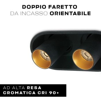 Doppio Faretto da incasso SERIE CYLINDER orientabile 2x 7W - Colore Nero