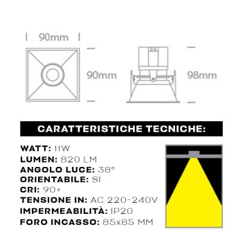 Faretto da incasso SERIE CYLINDER orientabile - Colore Nero