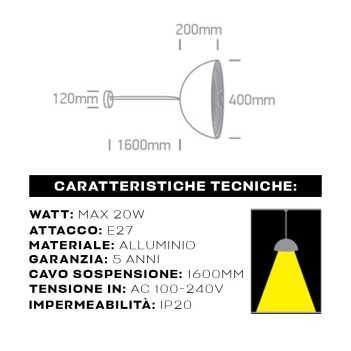 Lampadario Led a Sospensione Design Circolare Bowl Shade da