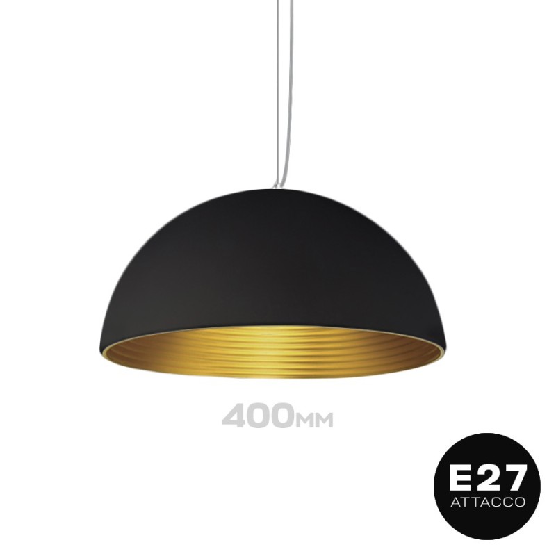 Lampadario Led a Sospensione Design Circolare Bowl Shade colore Nero